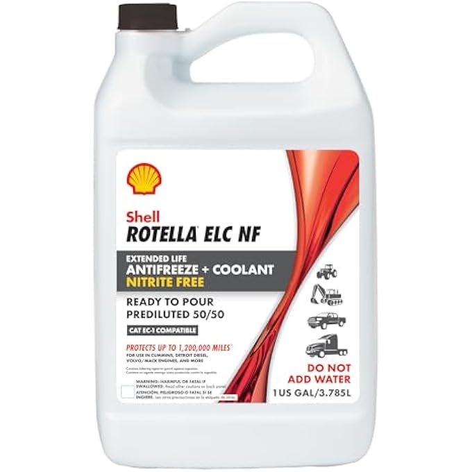 Shell Rotella سائل تبريد مضاد تجمد 50/50 مخفف مسبقا خالي من النيتريت (1 جالون، عبوة واحدة) - Image 1